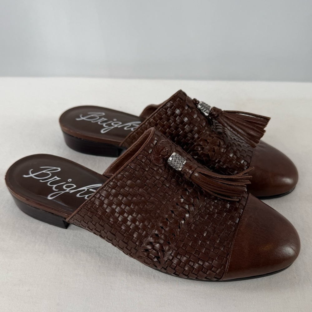 Brighton‎ Idol Woven Leather Tassel Mules in Brown Size 8